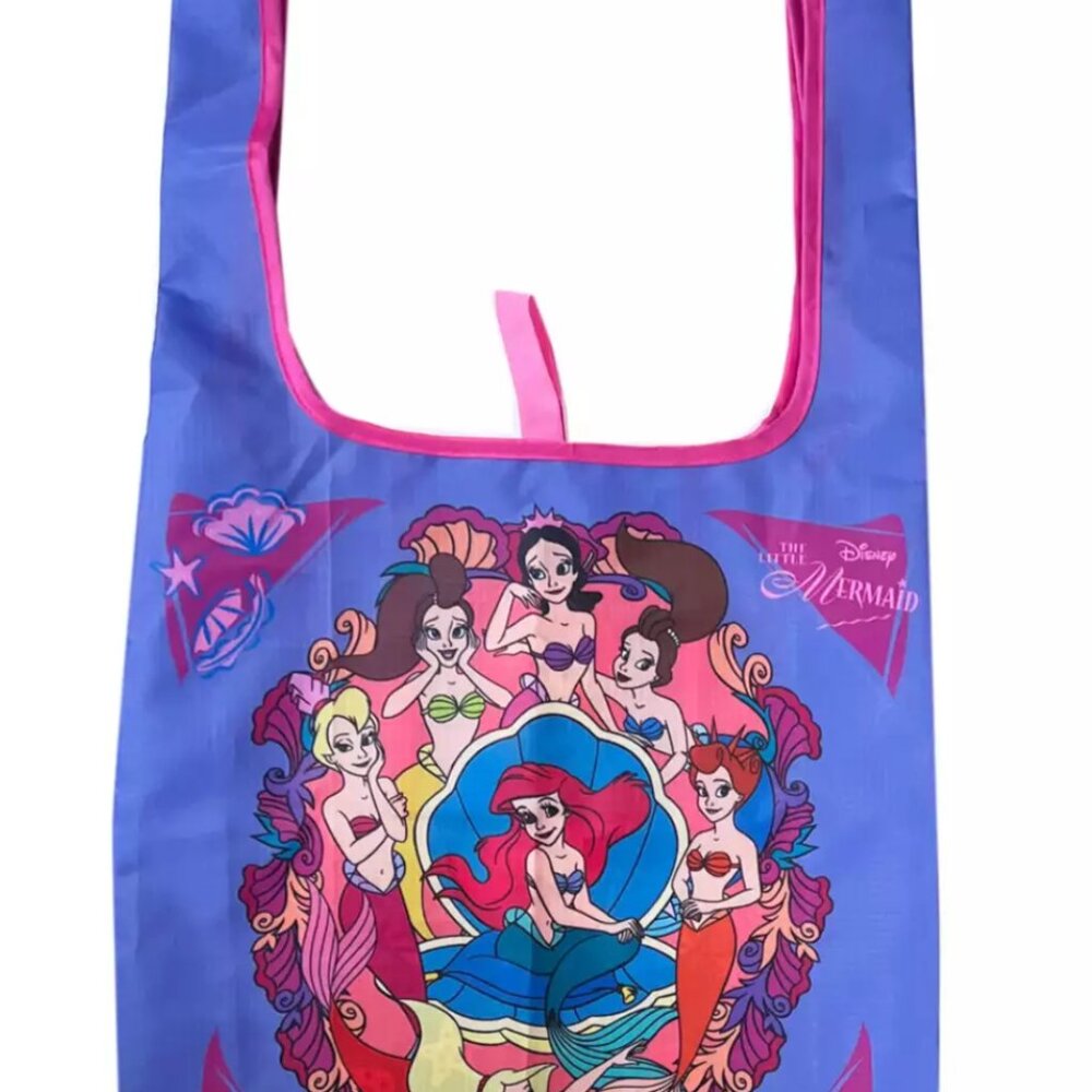 New Little Mermaid Ariel Sisters Fold Up Purple Shopping Tote Bag Disney Japan